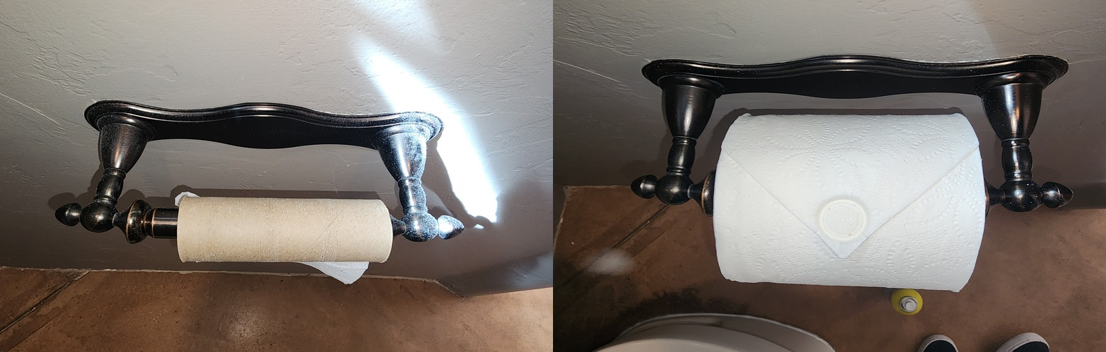 before and after toilet roll